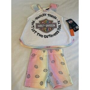 Harley‎ Davidson Motorcycle Baby Infant 2 Piece Short Set Size 3-6 NWT